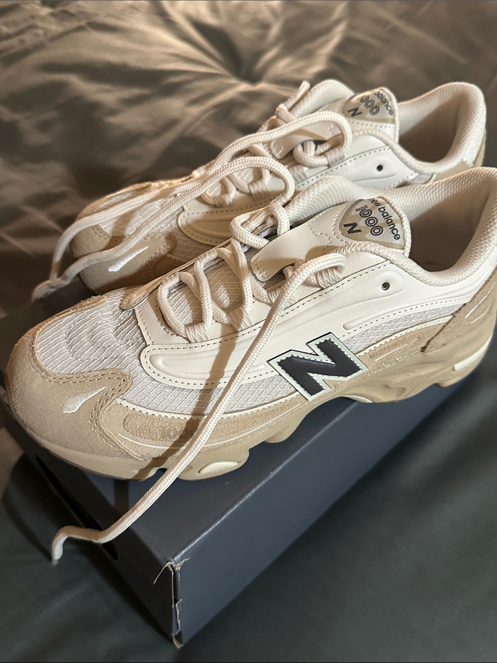 Brand-new New Balance Beige & Cream Chunky Runner Sneakers - Picture 3 of 4